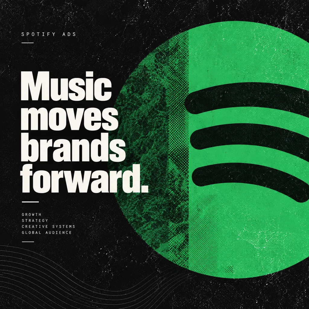 Spotify Ads editorial project cover reading Music moves brands forward.
